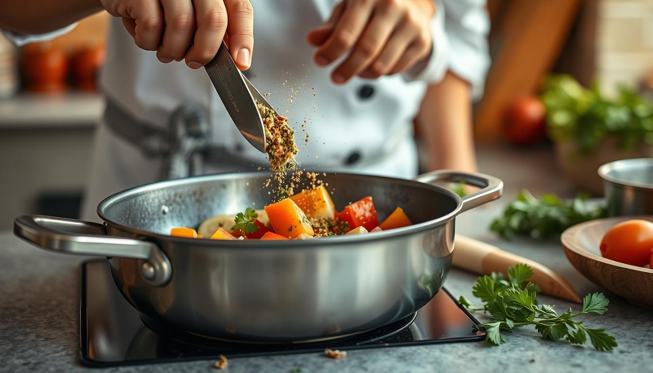 Quick weeknight dinner prepared in a home kitchen